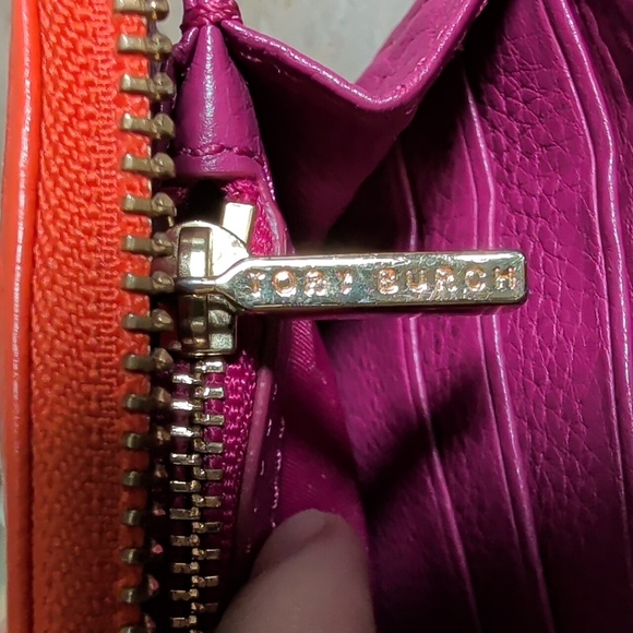 LIKE NEW Tory Burch Orange & Purple Wallet - Picture 10 of 11
